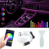 2/3M Car Interior RGB LED Light Strip Ambient Neon Invisible Light USB Fiber Optic Atmosphere Lamp support APP Control